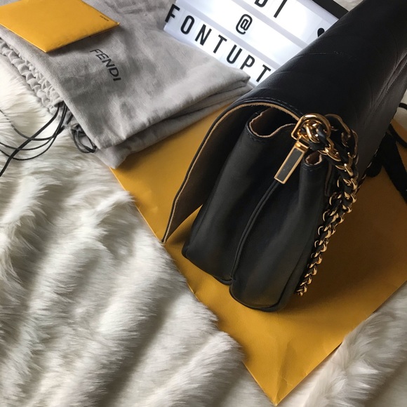 Fendi Claudia Shoulder Pequin Embossed Leather 👜 - Picture 4 of 8